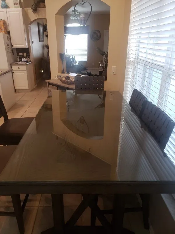 glass tabletops on table in home